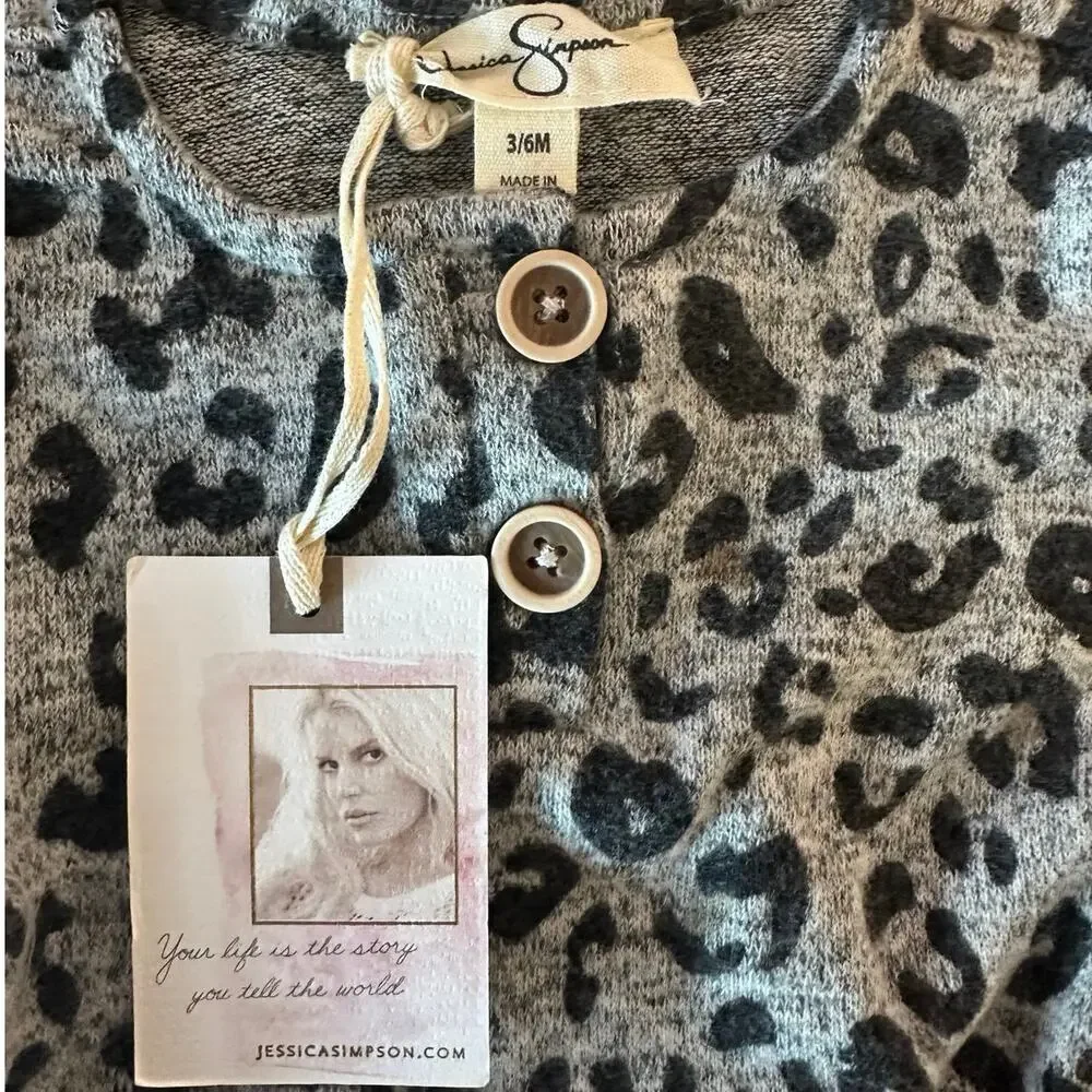 Jessica Simpson Baby Girl Leopard 2 Piece Set Outfit Size 3/6M Animal‎ Print